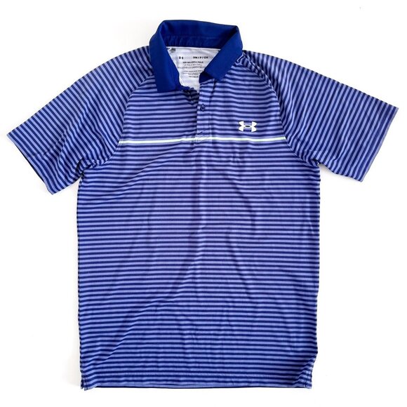 Under Armour Iso-Chill Polo Hollen Stripe Size Small Purple Green - Picture 2 of 8